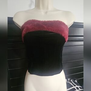 SHEIN Black and Pink Strapless Crop Top